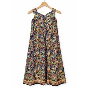 Singapore Exclusive Collection Navy Blue Multicolor Paisley Relaxed Shift Dress